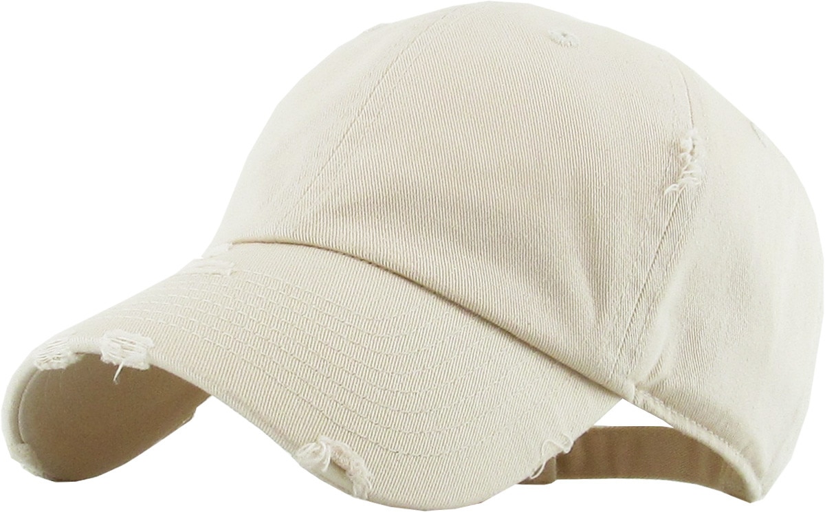 Stone Distressed Vintage Baseball Cap Front Side View